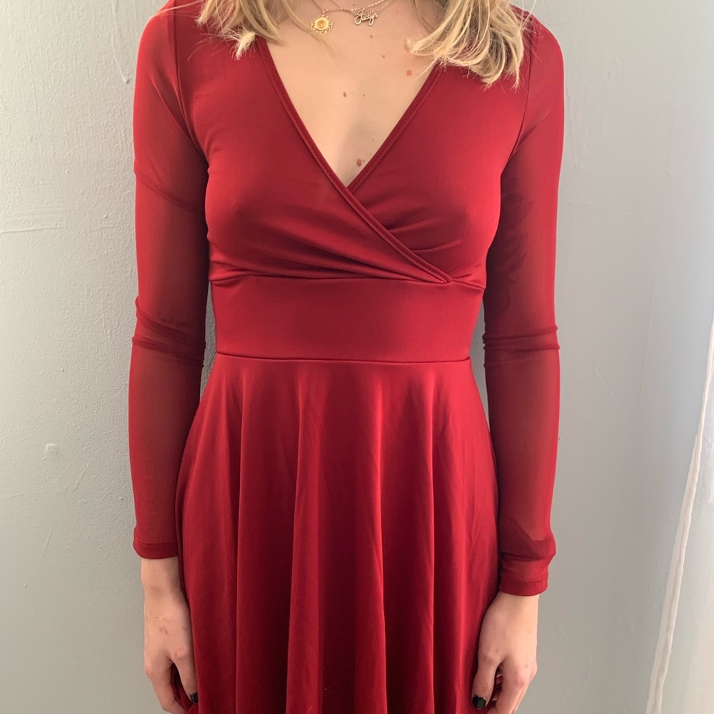 Red long sleeve dress